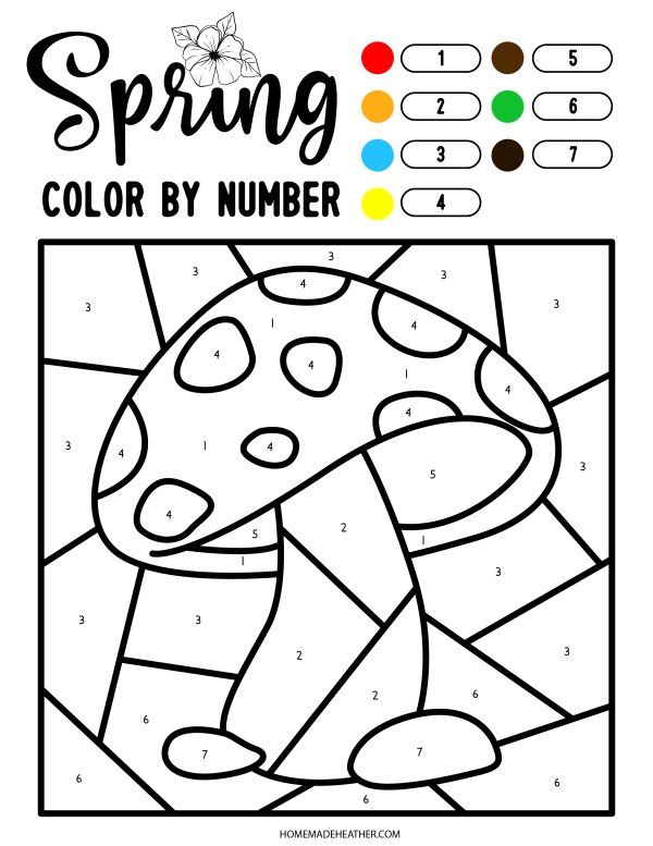 Spring Color By Number Printables » Homemade Heather