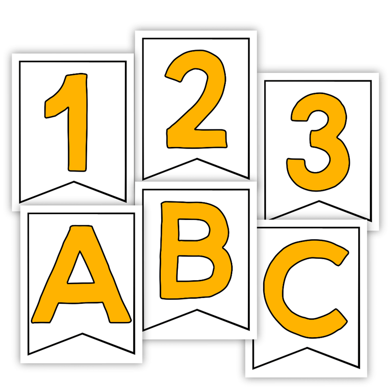 Large Banner Letters And Numbers - Yellow (PDF) - Sunshine And ...