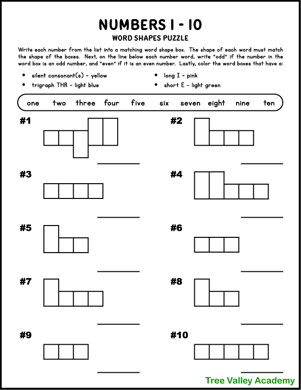 printable numbers spelled out