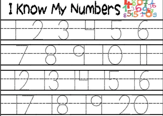 Tracing Printable I Know My Numbers 1-20 Preschool Kindergarten  