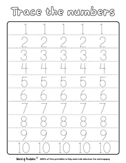 Number Tracing | 165 Free Printable Worksheets