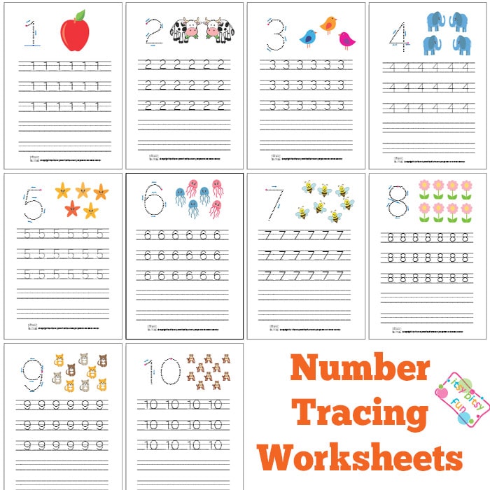 printable numbers tracing worksheet preschool
