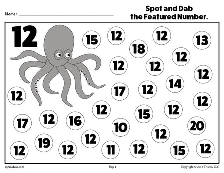 Number Fifteen Do-A-Dot Printable!
