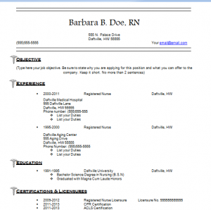 printable nurse resume