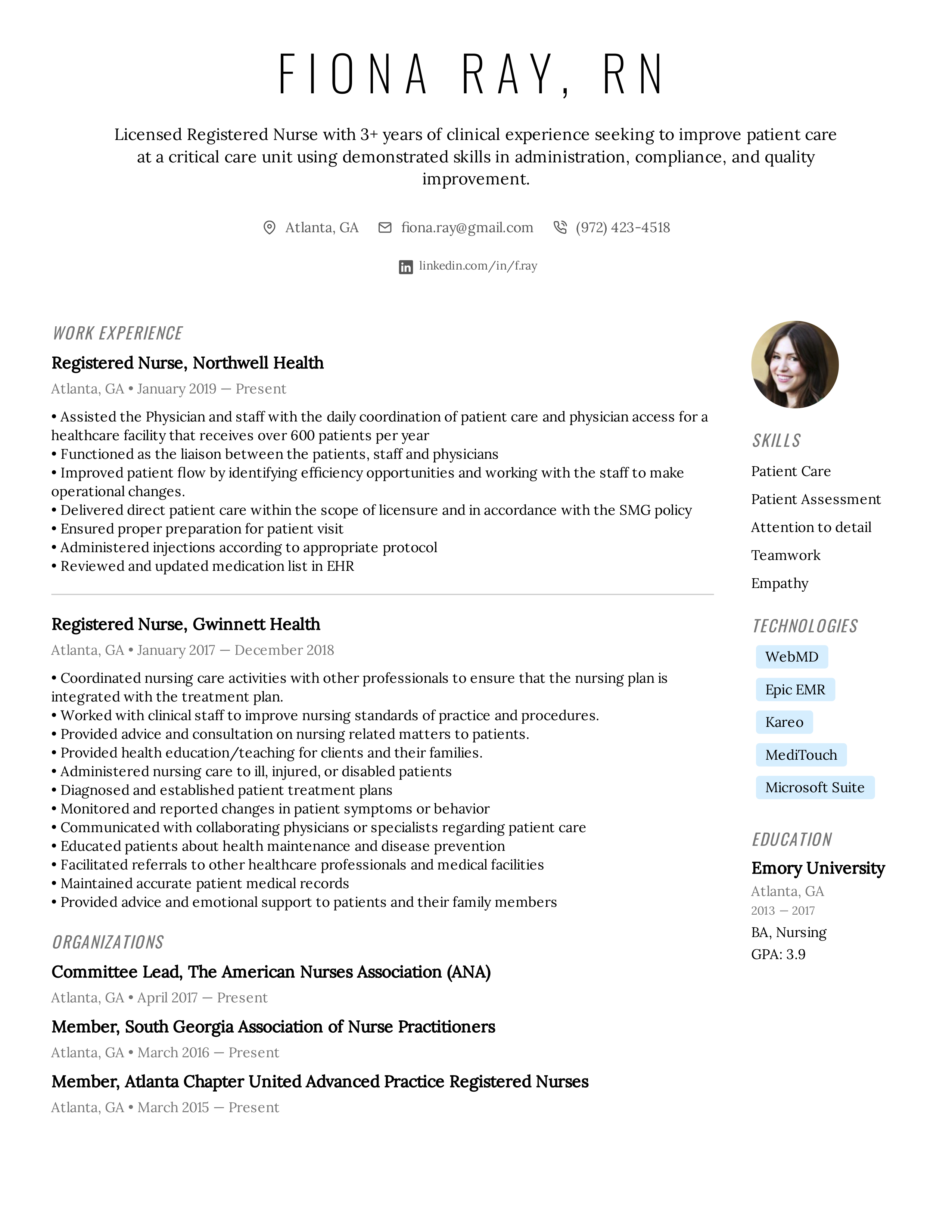 printable nurse resume
