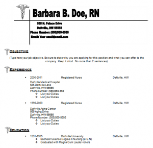 printable nurse resume