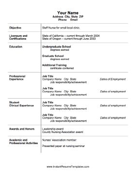 printable nurse resume