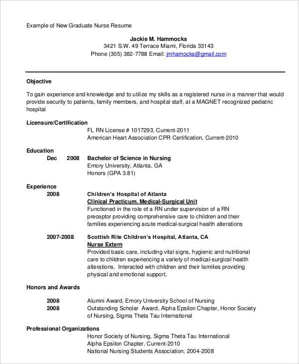 printable nurse resume