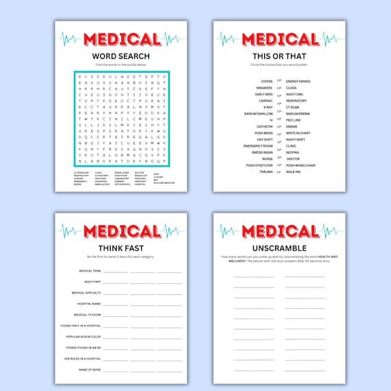 Medical Game Bundle, Printable Nursing Games, Doctor Games ...