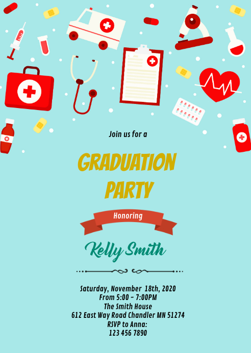 Doctor nurse graduation party invitation Template | PosterMyWall
