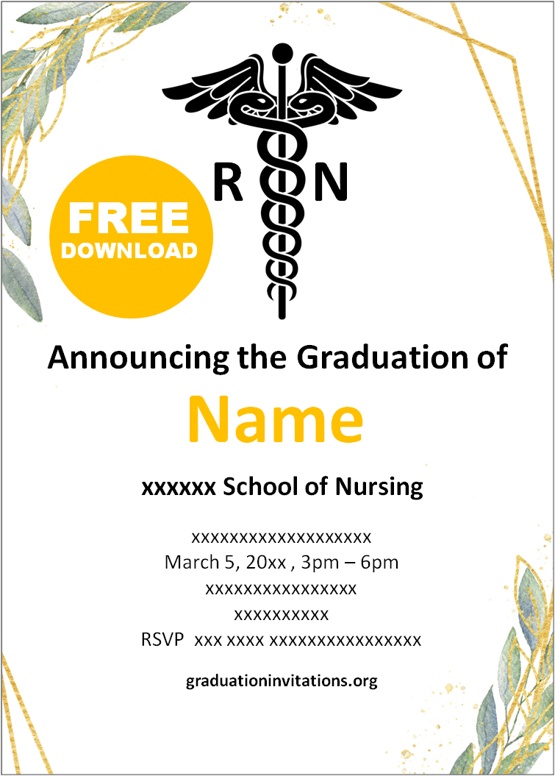 Free Printable Nursing Graduation Invitations Templates Graduation ...