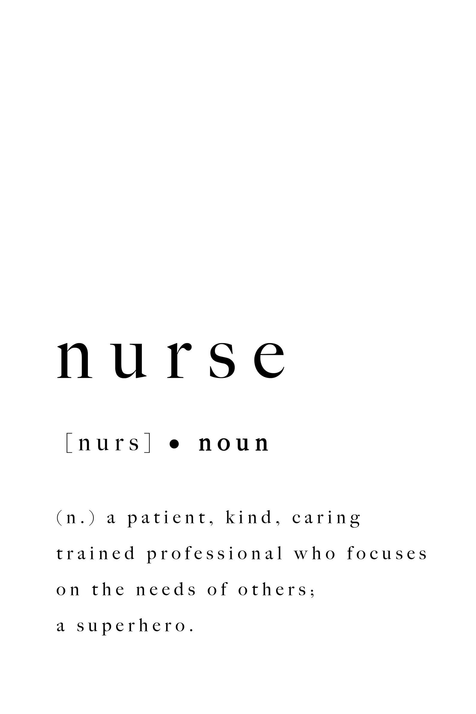 Nurse Print Printable Nursing Graduation Definition Gift ...