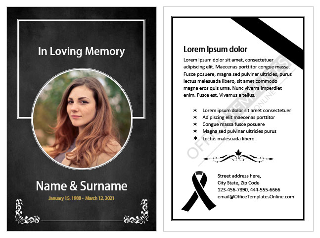 printable obituary cards