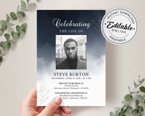 Funeral Announcement Card Template, Funeral Invitation Template ...