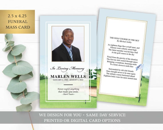 Funeral Prayer Card Template, Printable Memorial Prayer Card ...