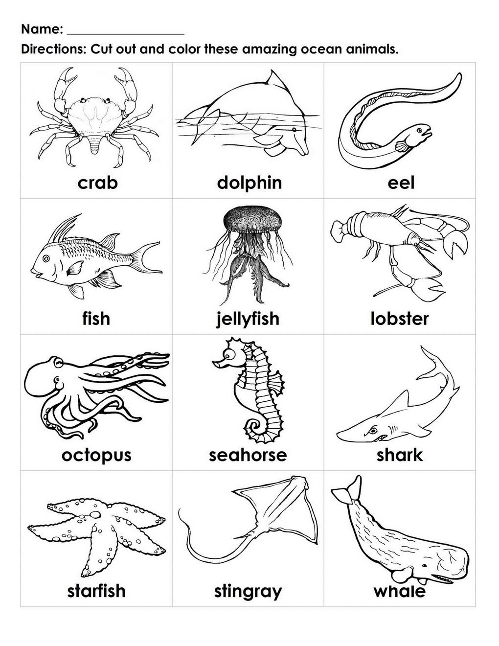 printable ocean animal pictures