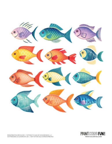 140+ free fish coloring pages &  color clipart: Swim through a sea ...