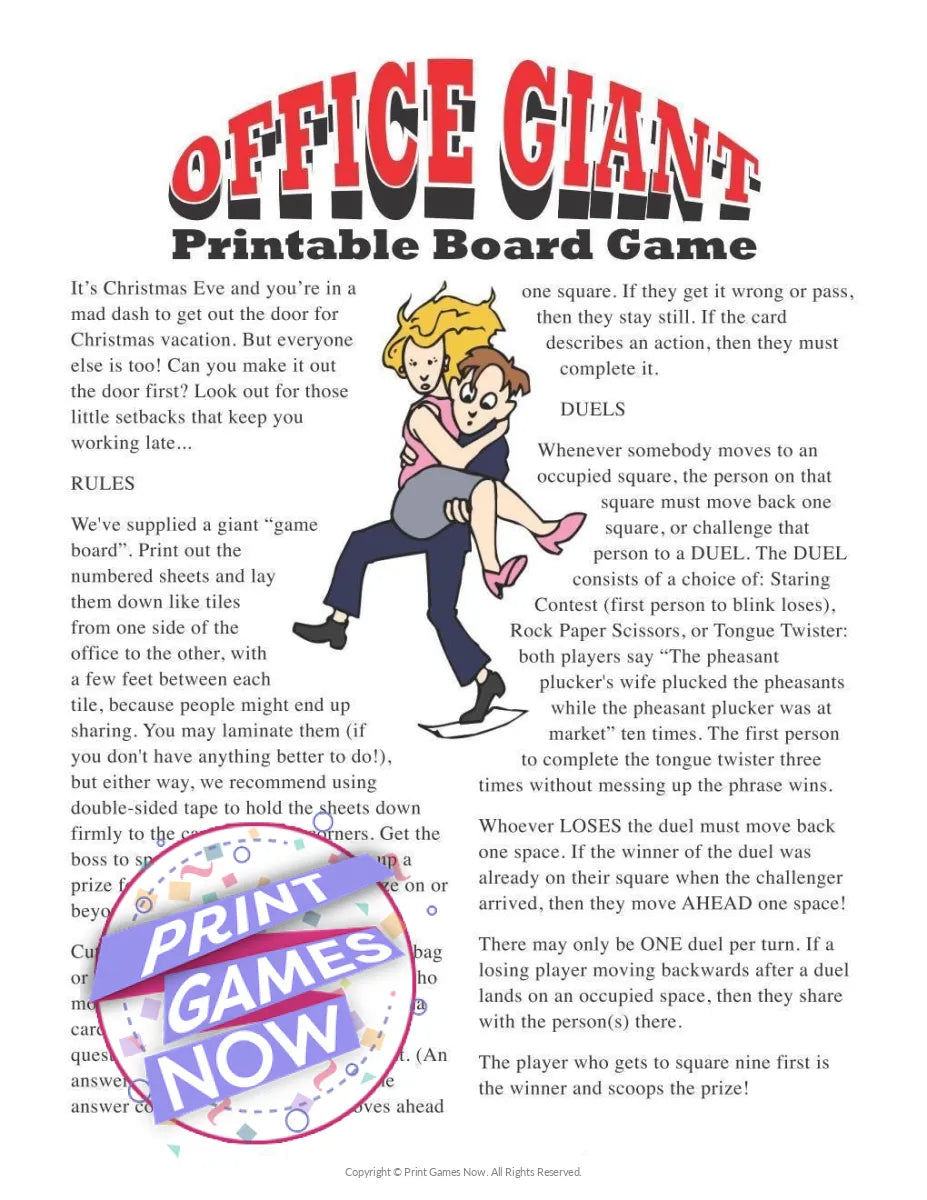 printable office games