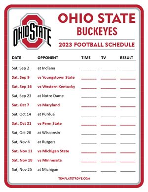 Ohio State Buckeyes Football Future Schedules