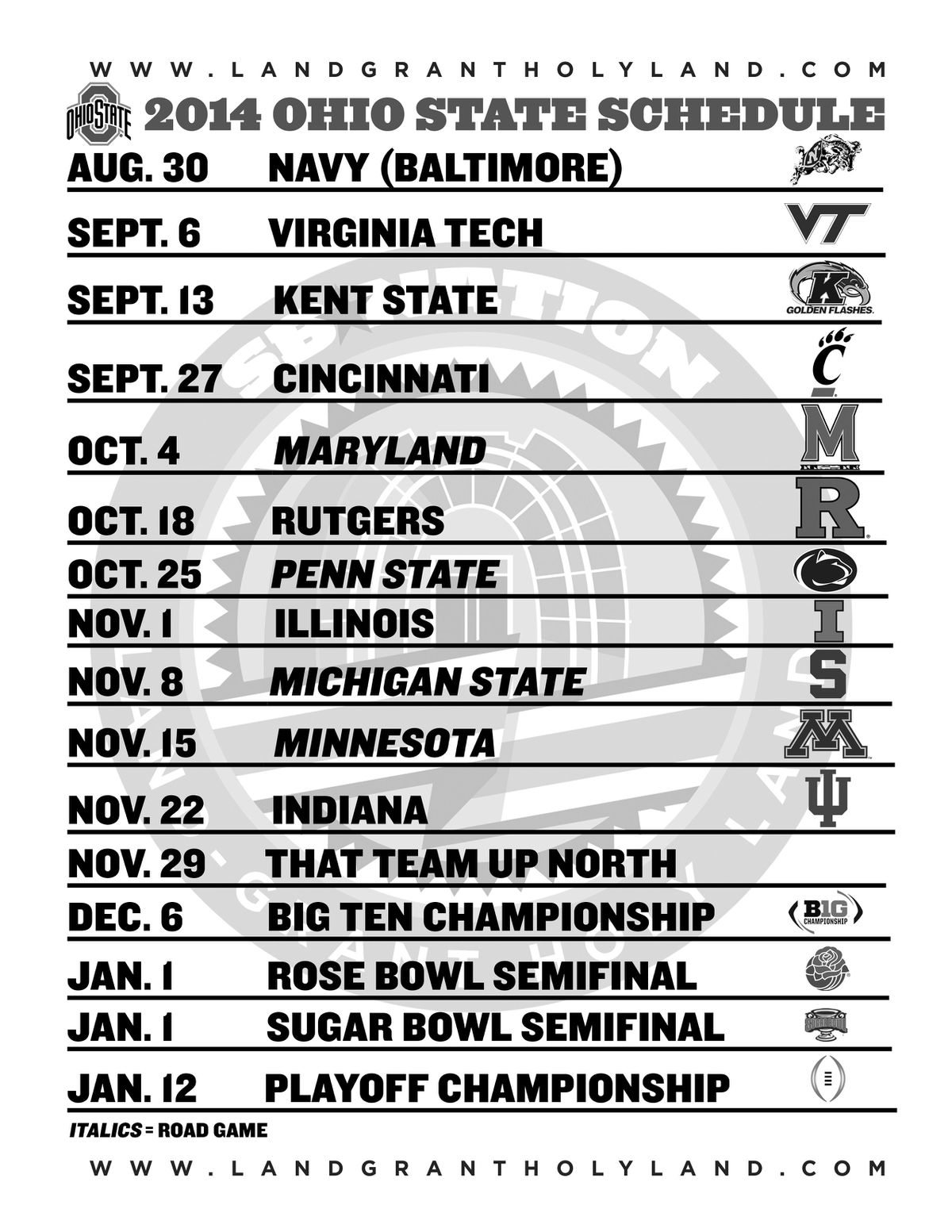 printable ohio state football schedule