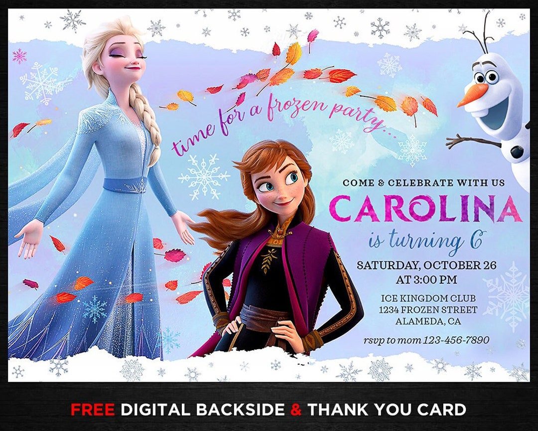 Frozen Birthday Invitation Frozen 2 Theme Invite Birthday Party ...