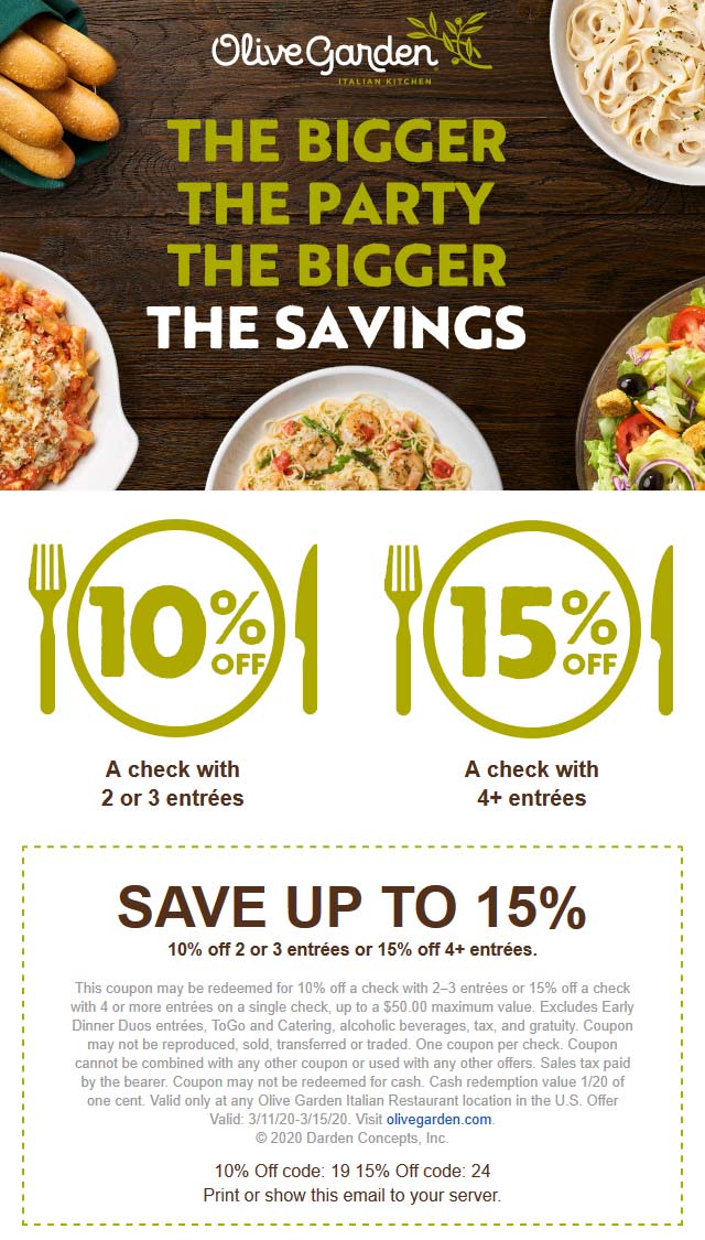 Olive Garden August 2024 Coupons and Promo Codes ?