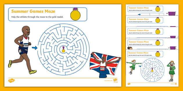 FREE! - Summer Games Maze Activity Worksheets for Children!