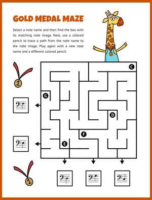 Summer Olympics Note Reading Mazes - WunderKeys