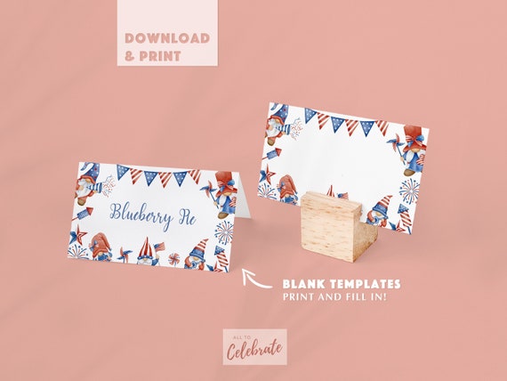 USA Themed Place Cards or Food Labels Printable America Tableware ...