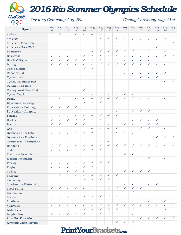 Printable 2024 Olympic Schedule - Summer Paris Games