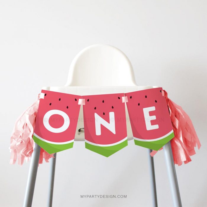 Watermelon Birthday High Chair Banner - Printable PDF - My Party ...