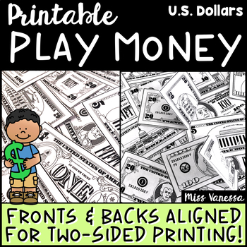 printable one dollar play money