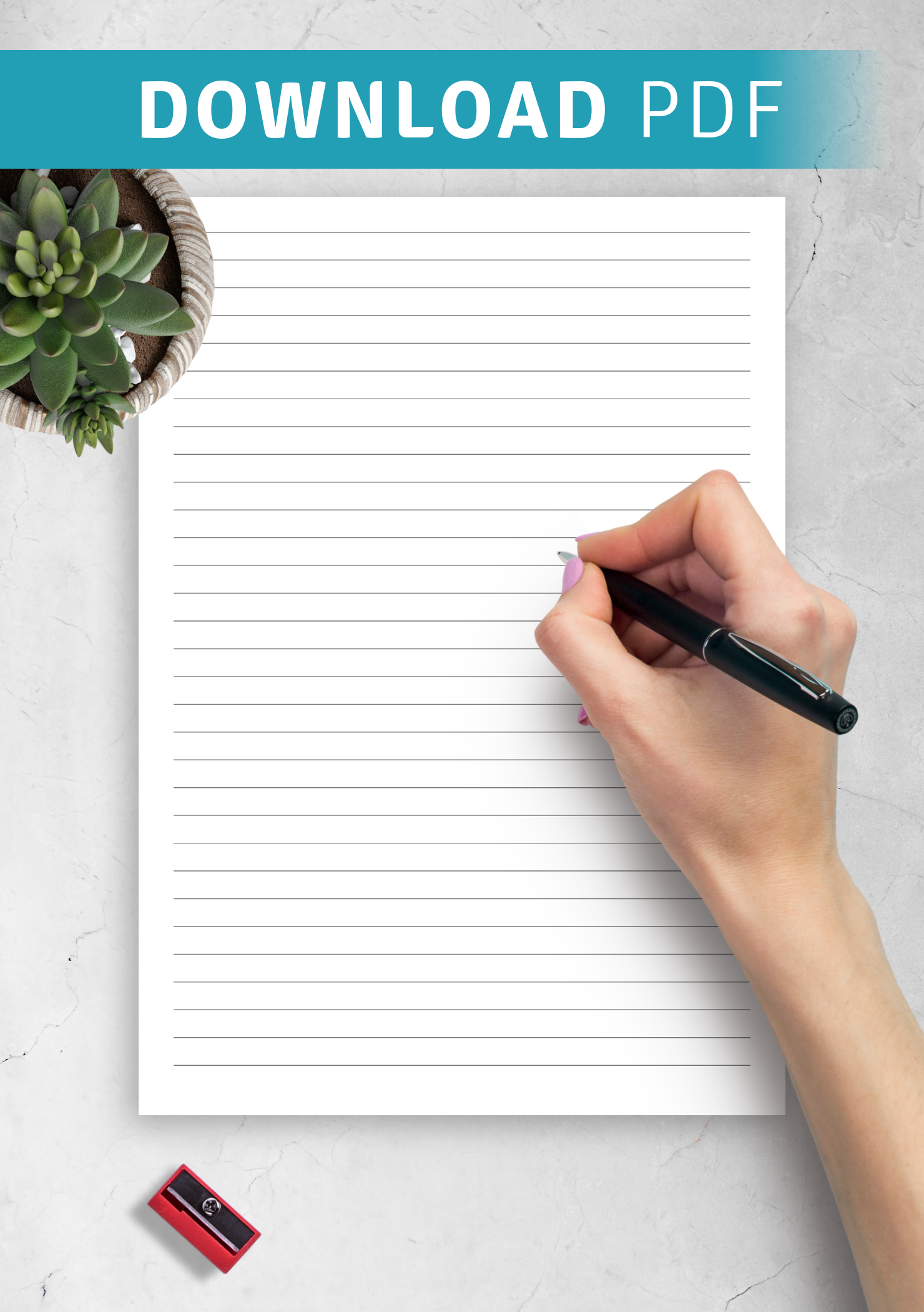 Download Printable Lined Paper Template - Narrow Ruled 1/4 inch PDF