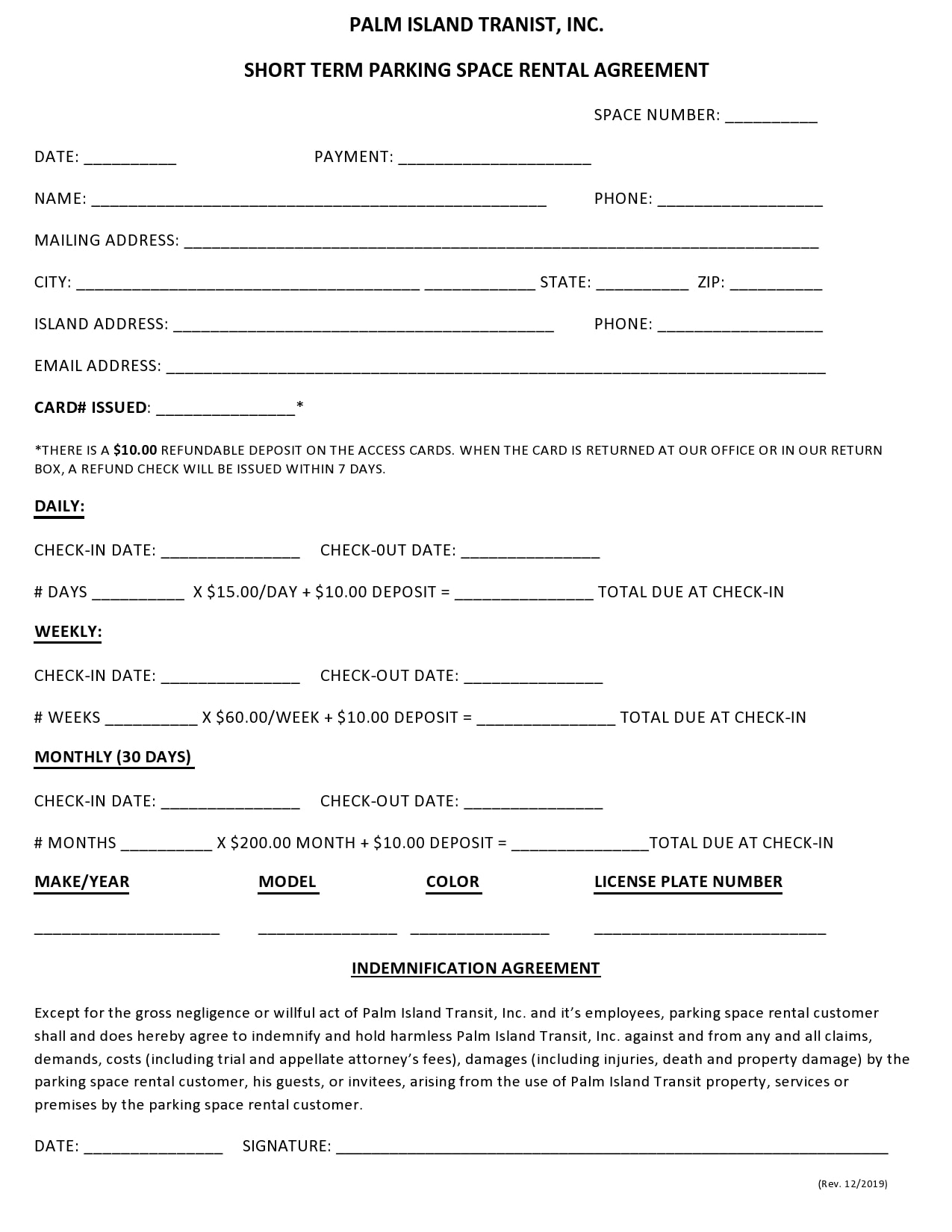 printable one page rental agreement