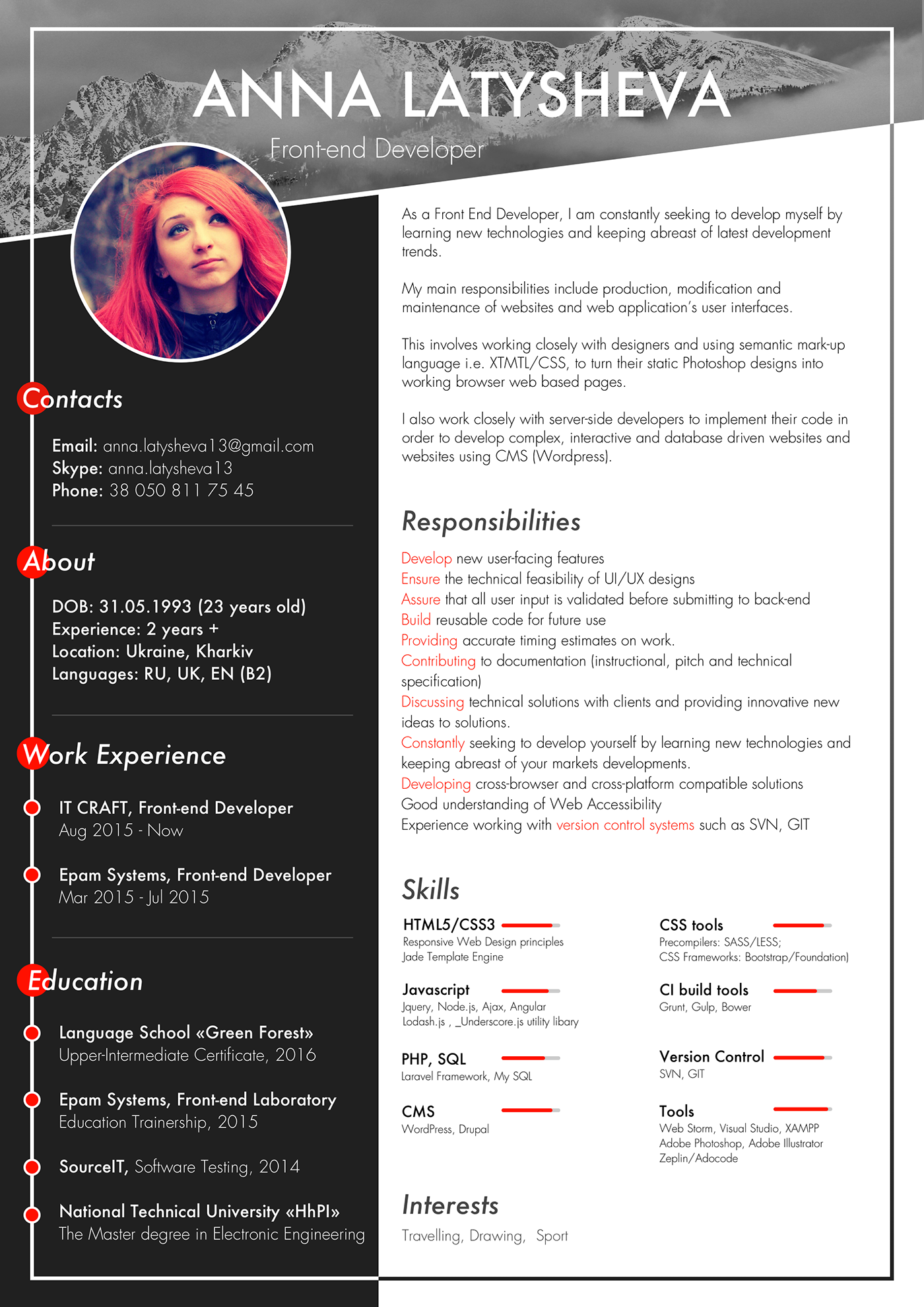 One-Page CV Template :: Behance