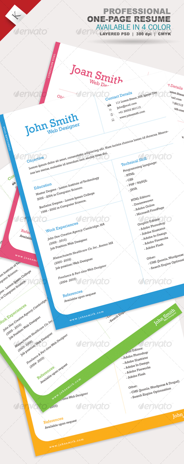 printable one page resume