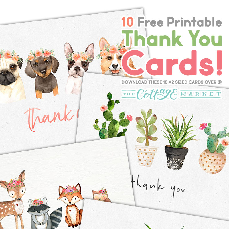 10 Free Printable Thank You Cards You Cant Miss - The Cottage Market