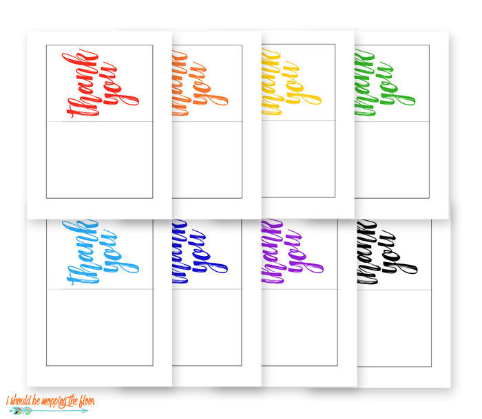 printable one page thank you cards