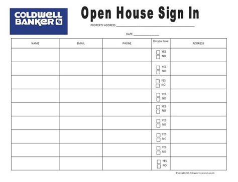 printable open house sign in sheet coldwell banker