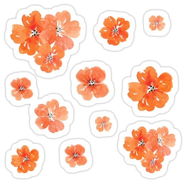 Buy Stickers, Flower Fun Orange, Flower Stickers, Printable ...