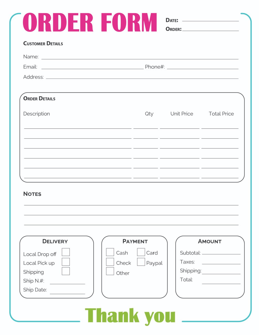 Printable Order Form Template (2 Options) - Freebie Finding Mom