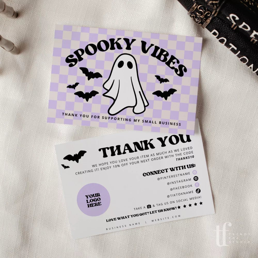 Checkered Halloween Business Thank You Card Editable Canva ...