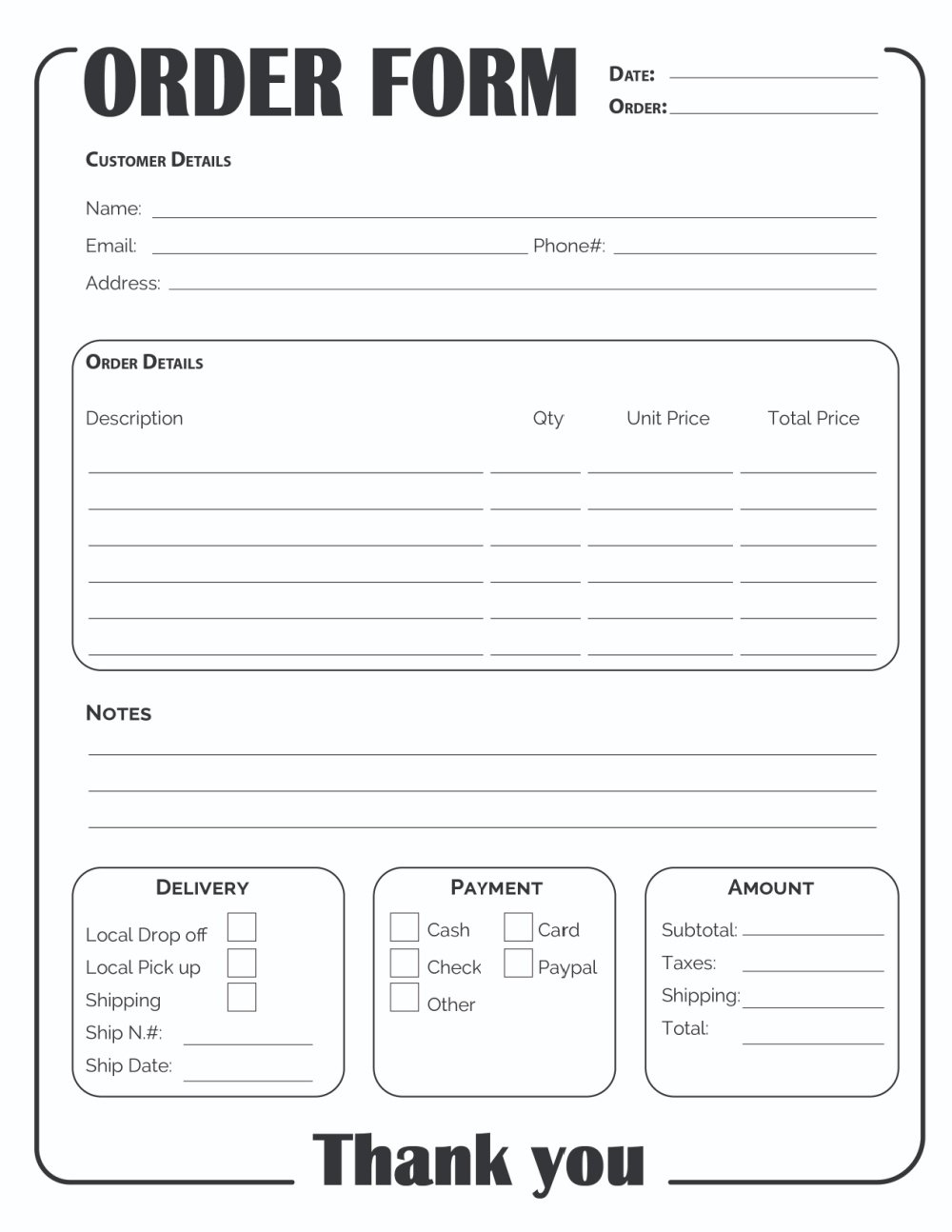 Printable Order Form Template (2 Options) - Freebie Finding Mom