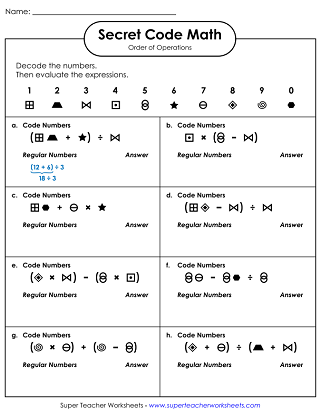 printable order of operations worksheet with answers