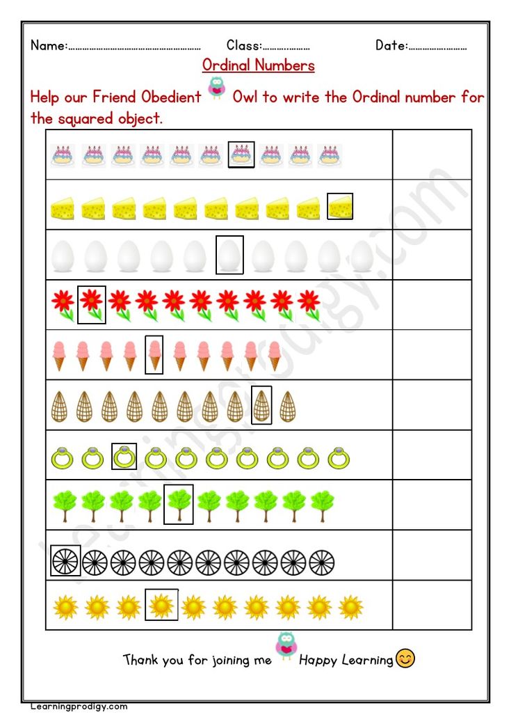 printable ordinal numbers worksheets for preschoolers