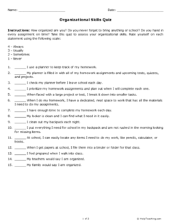 Organizational Skills Quiz (Grade 9) - Free Printable Tests and ...