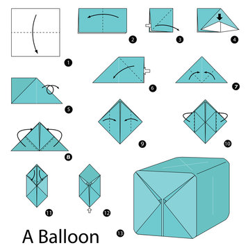 Step by step instructions how to make origami A Balloon. Stock ...