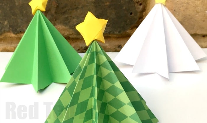 Easy Origami Christmas Tree DIY - Red Ted Art - Kids Crafts