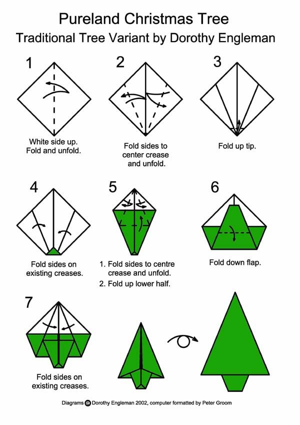 printable origami christmas tree instructions