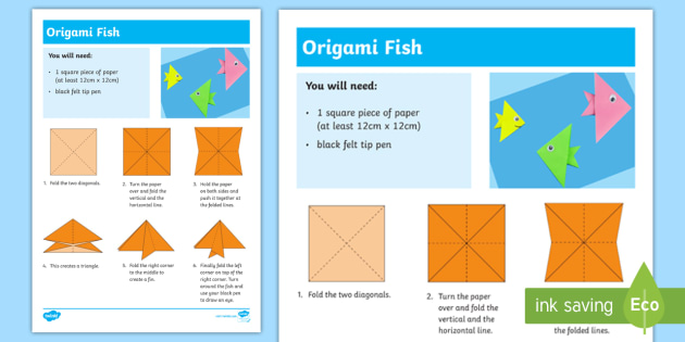 NEW * Origami Paper Fish Craft Instructions (teacher made)